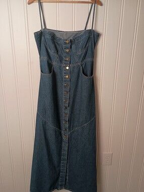Ursime- Denim Button-Front Maxi Dress - Size XL